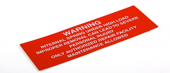 Health and Safety Warning label