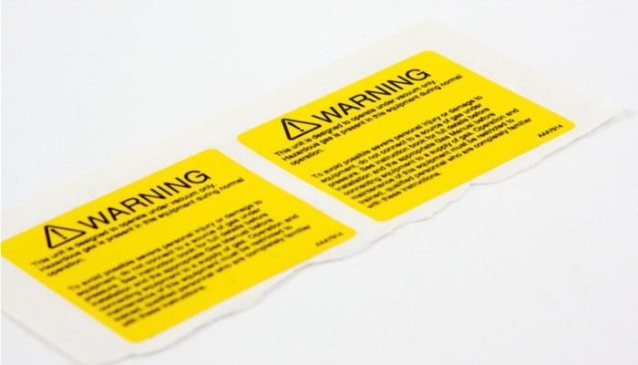 Yellow warning label