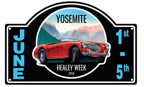 Yosemite Car Rally badge for Healey week June 2016